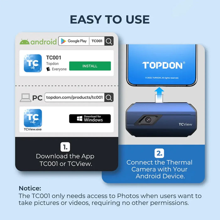 Topdon USA TC001 (Android Devices) Portable Thermal Imaging Camera - Mechanic Super Store