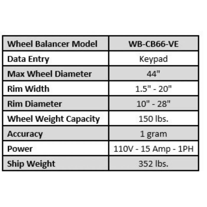 Valor WB-CB66-VE Wheel Balancer - Mechanic Super Store