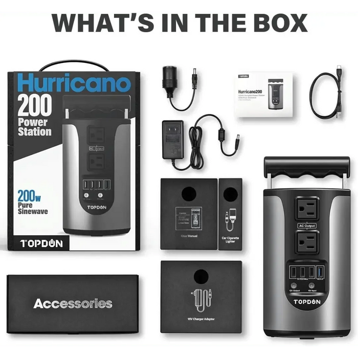 Topdon USA Hurricano200 Portable Lithium Power Station - Mechanic Super Store