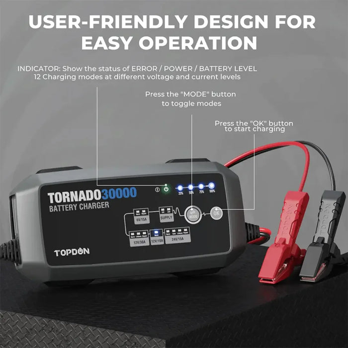 Topdon USA Tornado30000 Smart Battery Charger - Mechanic Super Store