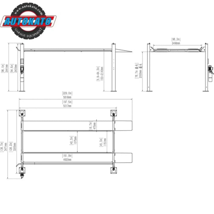 Katool KT-4H110 11,000lb 4 Post Car Lift - Mechanic Super Store