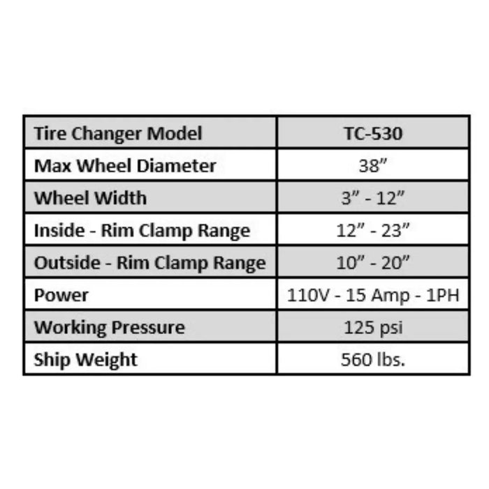 Tuxedo TC-530 Tire Changer - Mechanic Super Store