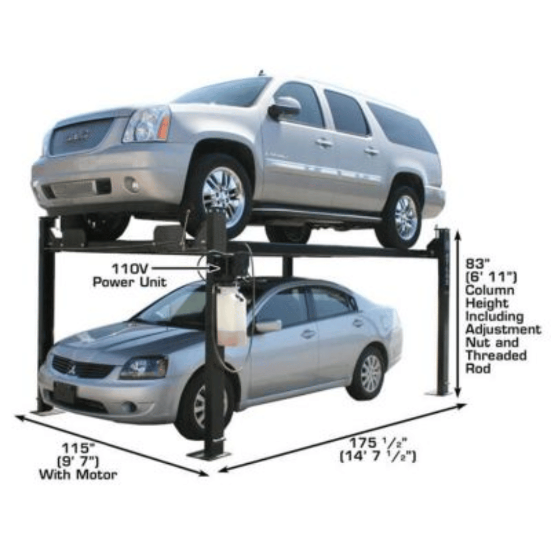 Atlas Garage PRO8000 4 Post Lift + RJ35 Sliding Jacks Combo