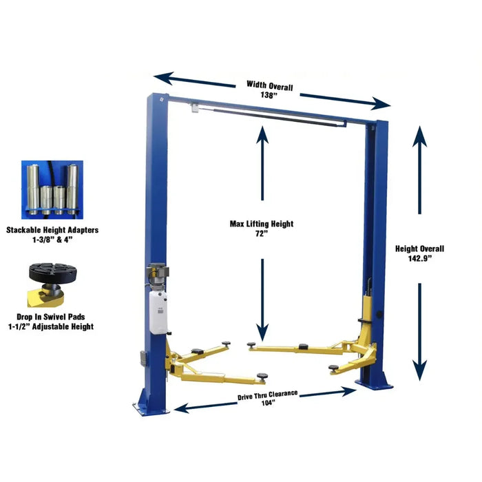 Valor VP9KSCX 9,000 lb 2 Post Clear Floor - Symmetric - Mechanic Super Store