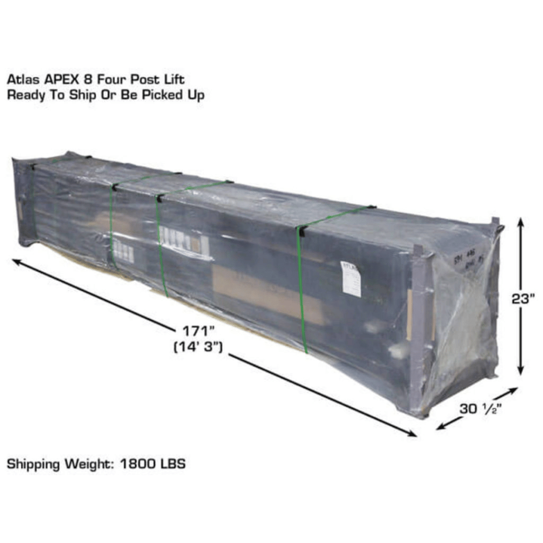 Atlas ALI Certified APEX 8 4-Post Lift + RJ35 Sliding Jacks Combo