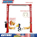 Katool KT-M110 11,000 lbs 2 Post Clear-floor Professional Vehicle Lift on a white background with insets showing the column design, 11000lb capacity and support arms - Mechanic Super Store