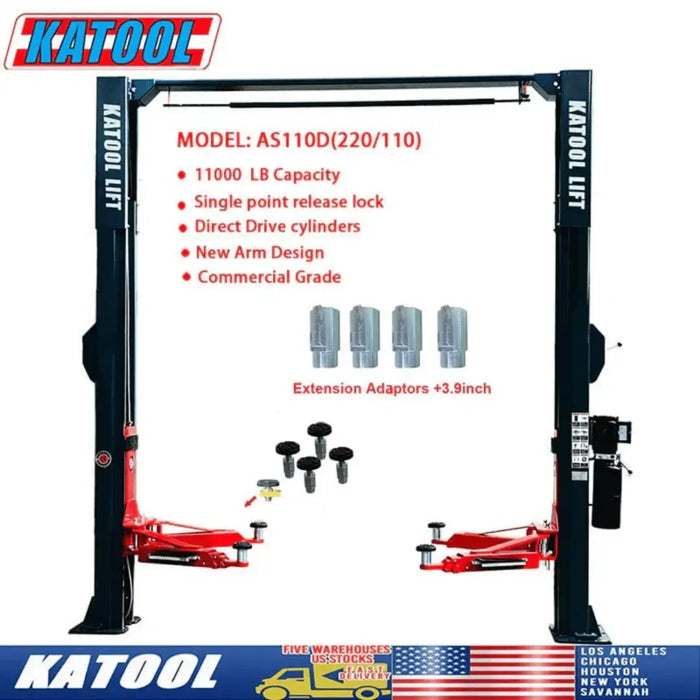 Katool KT-AS110D 11,000 lbs Asymmetrical 2 Post Car Lift - Mechanic Super Store