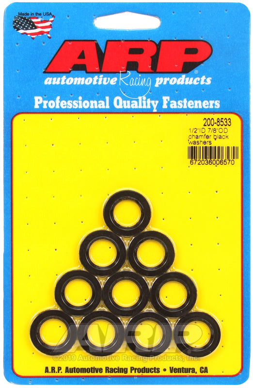ARP 1/2 ID 7/8 OD chamfer black washers