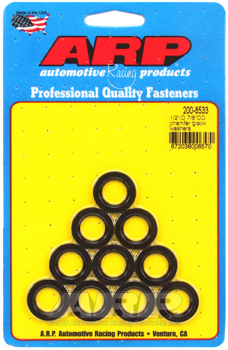 ARP 1/2 ID 7/8 OD chamfer black washers
