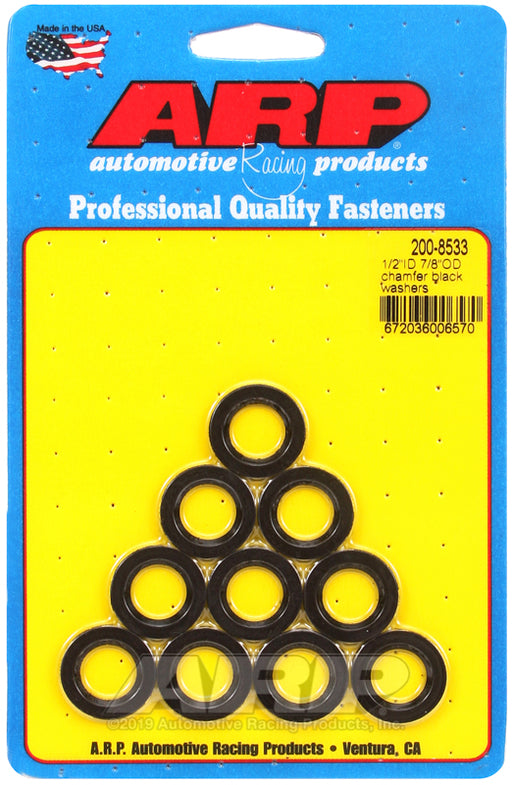 ARP 1/2 ID 7/8 OD chamfer black washers