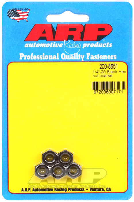ARP 1/4-28 black coarse hex nut kit