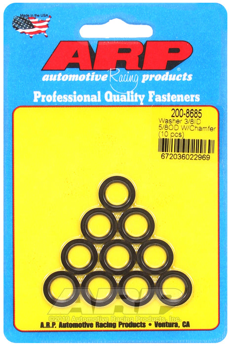 ARP 3/8 ID 5/8 OD machined chamfer black washers