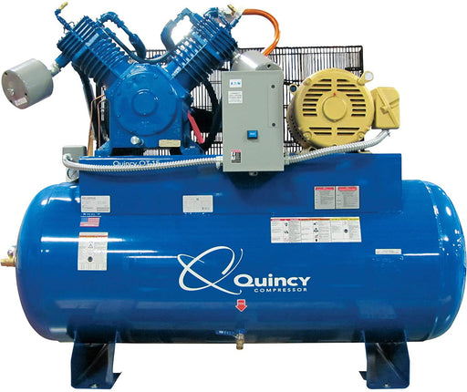 Quincy 4153DS12HCA46 15HP 120gal horizontal two-stage electric air compressor