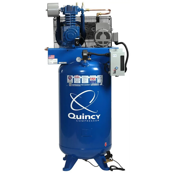 Quincy 453D80VCB20M 5HP 80gal vertical two-stage electric air compressor