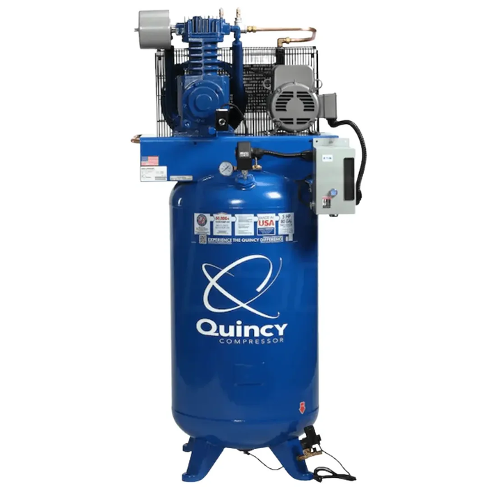 Quincy 453D80VCB46M 5HP 80gal vertical two-stage electric air compressor