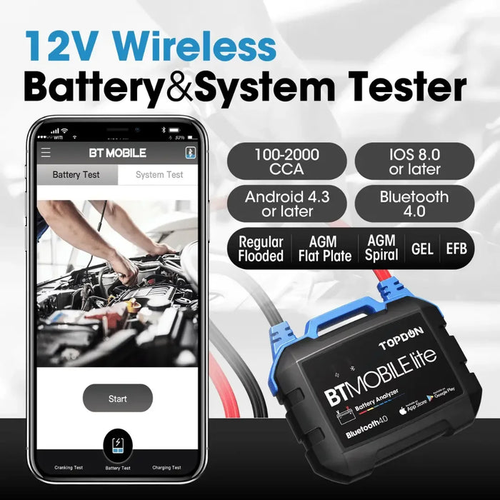Topdon USA BTMobile Lite 12V Wireless Battery & System Tester - Mechanic Super Store