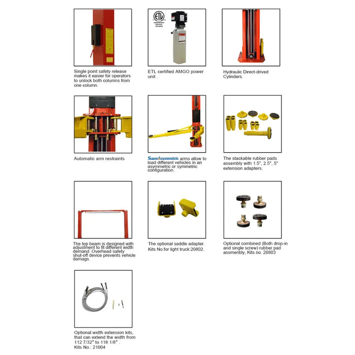 Amgo OHX-10 10,000 lb 2 Post car lift Mechanic Super Store