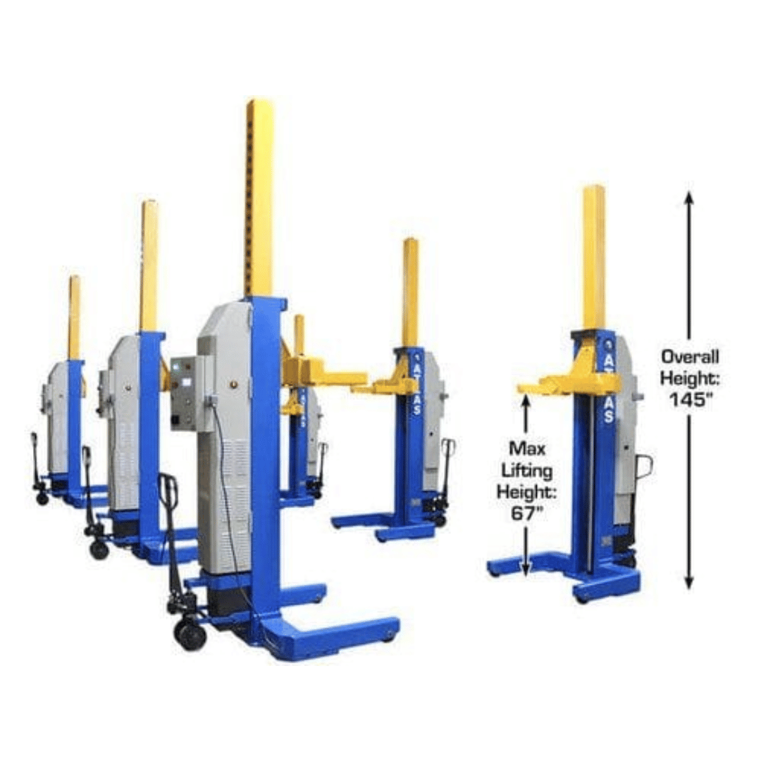 Atlas 99,000 LB. ALI Certified Battery Powered Mobile Column Lift System
