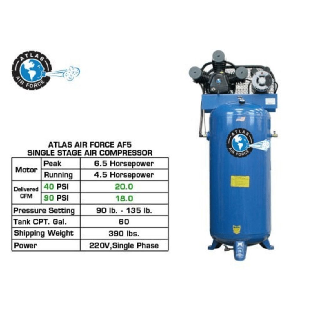 Atlas Air Force AF5 4.5HP 60 Gallon Single-Stage Air Compressor