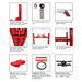 Amgo PRO-14E 14,000 lb 4 Post Lift flier with 9 images showcasing features of the 4 post car lift- Mechanic Super Store