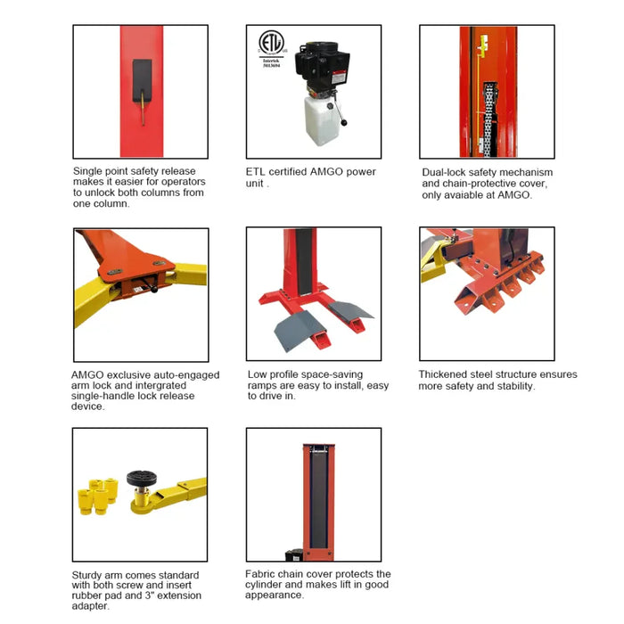 Amgo SL-7 7,000 lb Single Post Lift - Mechanic Super Store