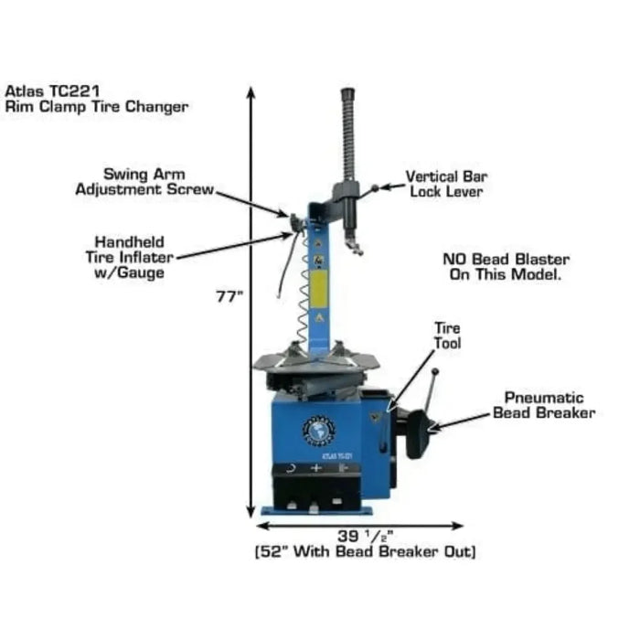 Atlas TC221 Rim-Clamp Tire Changer - Mechanic Super Store