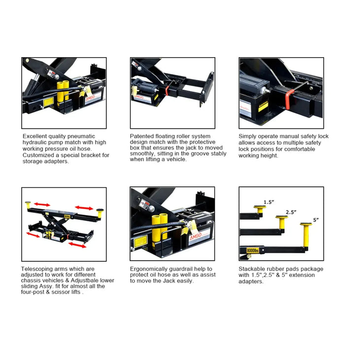 Amgo RJ-8A Automatic 8,000 lb Rolling Jack - Mechanic Super Store
