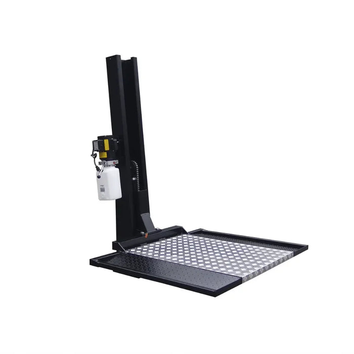 Photo on a white background of the Tuxedo SC-2K 2,000 lb Single Column Lawnmower Storage Lift - 110V Duro Included - Mechanic Super Store