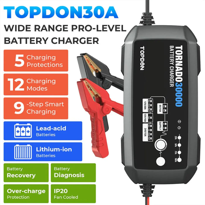 Topdon USA Tornado30000 Smart Battery Charger - Mechanic Super Store