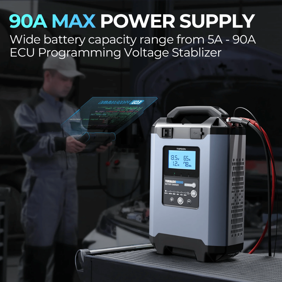 Topdon USA Tornado90000 Professional-Grade Smart Battery Charger