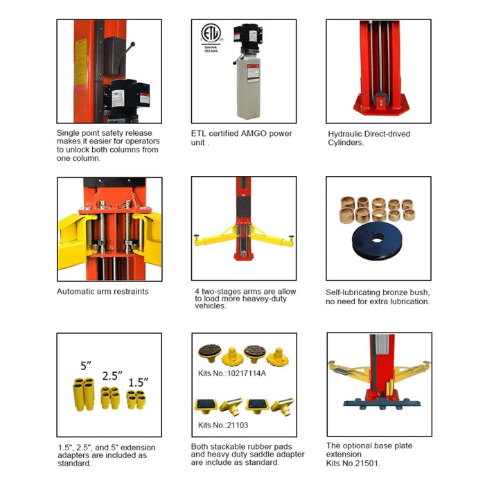 Amgo OH-15 15,000 lb 2 Post Lift - Mechanic Super Store