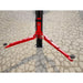 Katool KT-AS110D 11,000 lbs Asymmetrical 2 Post Lift support arm over a cracked asphalt driveway