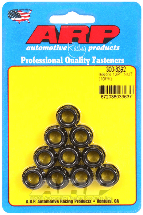 ARP 3/8-24, 1/2 socket, .645 flange OD, 12pt nut kit