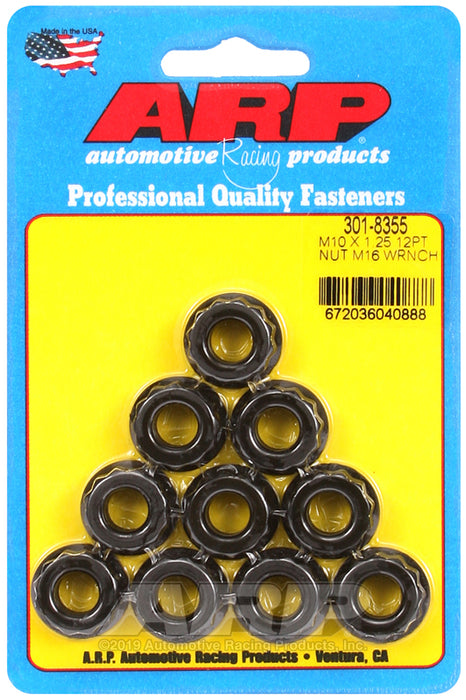 ARP M10 X 1.25 M16 socket 12pt nut kit