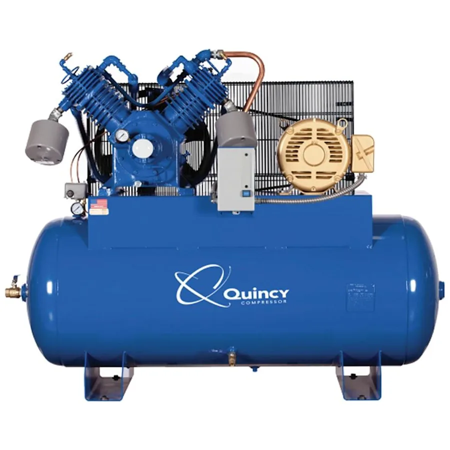 Quincy 5153DS12HCA20 10HP 120gal horizontal two-stage electric air compressor