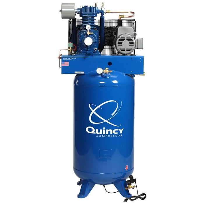 Quincy 553D80VCA23M 5HP 80gal vertical two-stage electric air compressor