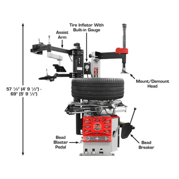 Atlas Platinum PTC300 Rim-Clamp Tire Changer with Assist Arm - Mechanic Super Store
