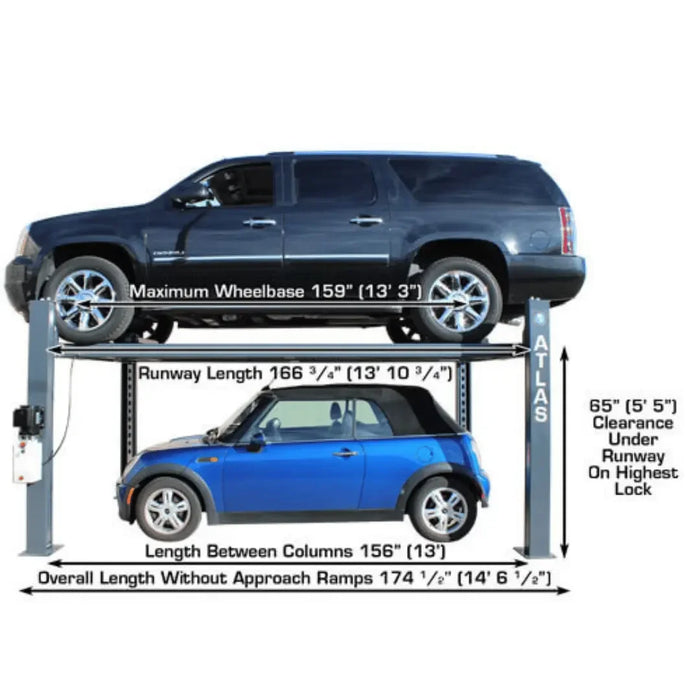 Atlas PREMIUM 408SL 4 Post Lift + RJ35 Sliding Jacks Combo - Mechanic Super Store