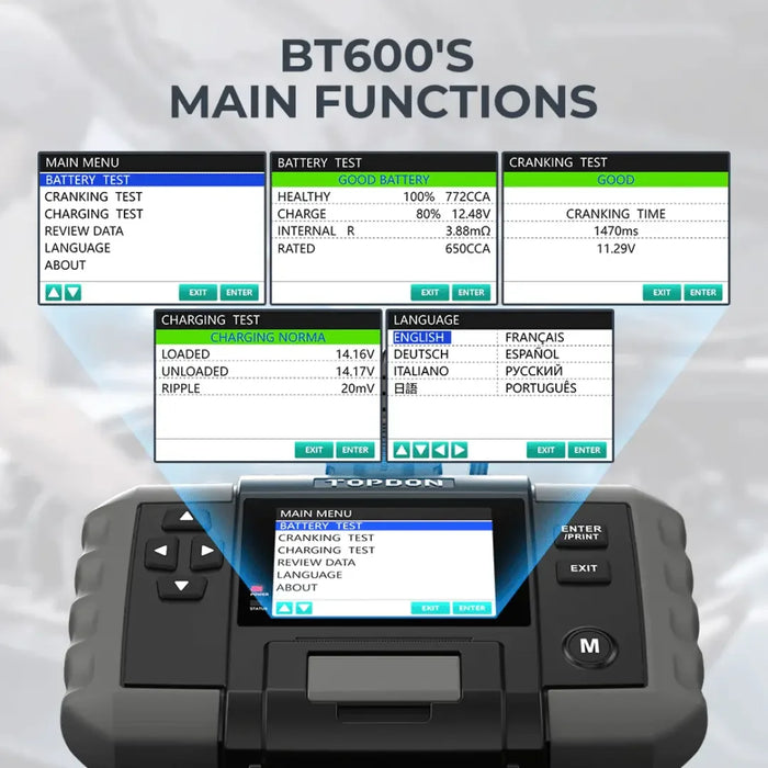 Topdon USA BT600 Battery Tester - Mechanic Super Store