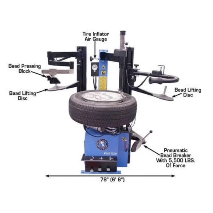 Atlas TC229 Rim-Clamp Tire Changer with Dual Arms - Mechanic Super Store