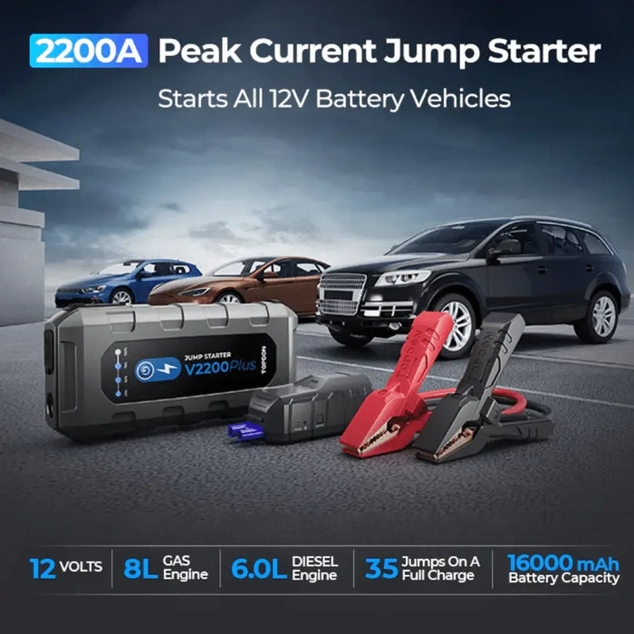 Topdon USA V2200Plus 2-in-1 Jump Pack & Battery Tester - Mechanic Super Store