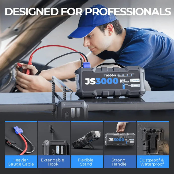 Topdon USA JumpSurge3000 12V Jump Starter & Power Bank - Mechanic Super Store