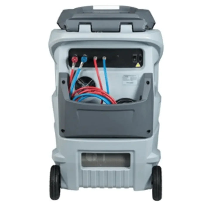 Mahle ACX2180H ArcticPRO® R134a Refrigerant Handling System back showing the cords and carrying bin