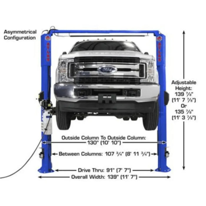Atlas Platinum PVL10 ALI Certified Commercial Overhead 10,000 lb. Capacity 2 Post Car Lift - Mechanic Super Store
