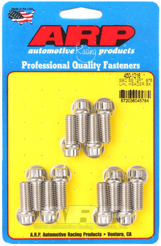 ARP SB Chevy SS 12pt .875 UHL header bolt kit