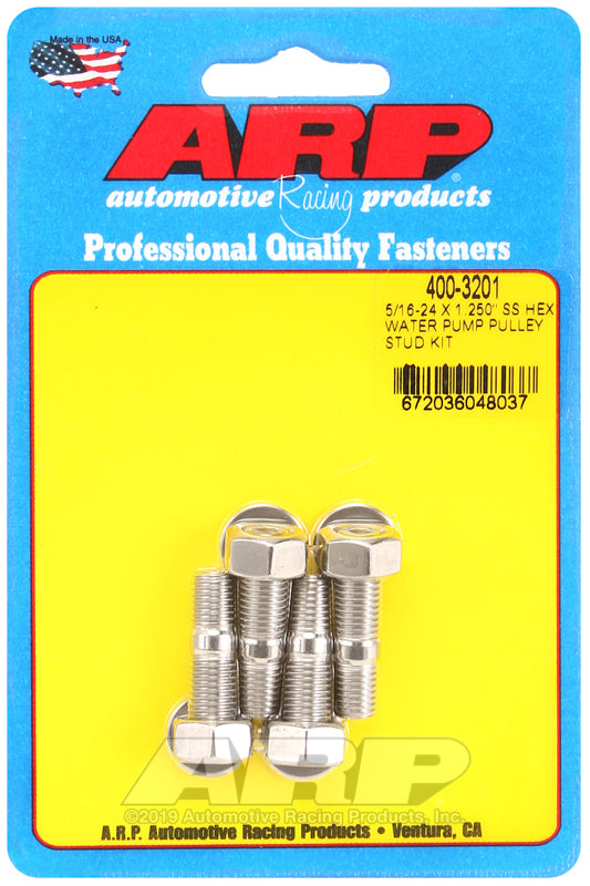 ARP 5/16-24 X 1.250 SS hex water pump pulley stud kit