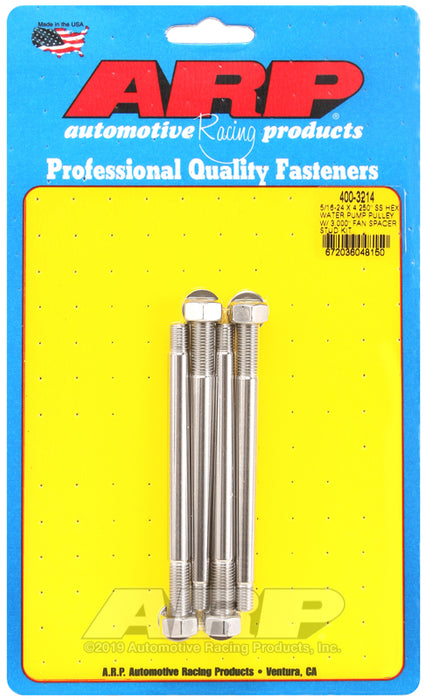 ARP 5/16-24 X 4.250 SS hex water pump pulley w/ 3.000" fan spacer stud kit