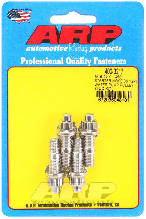 ARP 5/16-24 X 1.450 starter nose SS 12pt water pump pulley stud kit