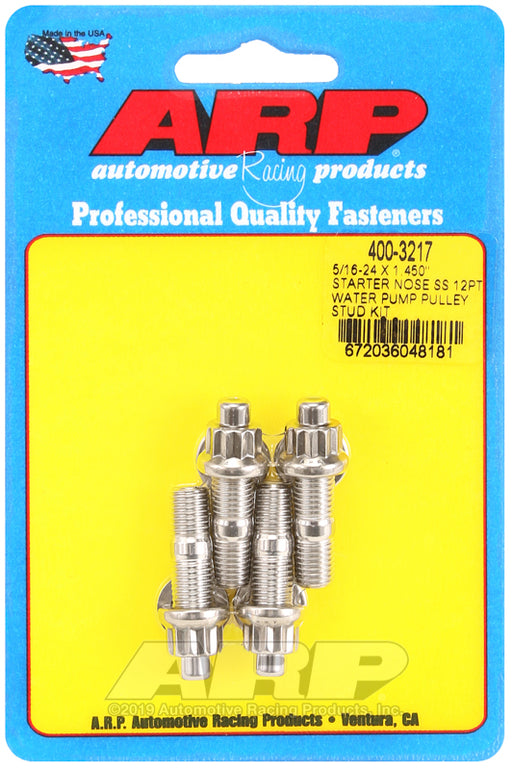 ARP 5/16-24 X 1.450 starter nose SS 12pt water pump pulley stud kit
