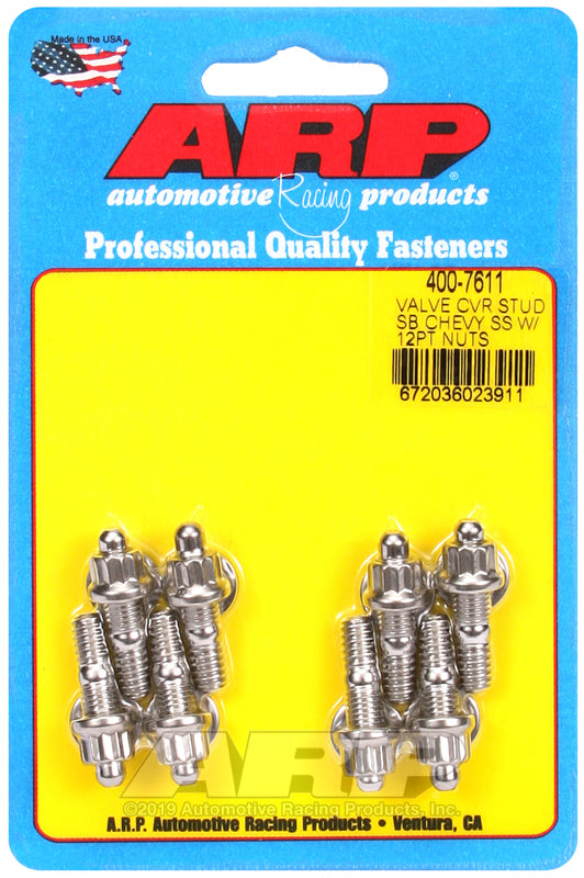 ARP SB Chevy stamped steel covers SS 12 pt valve cover stud kit